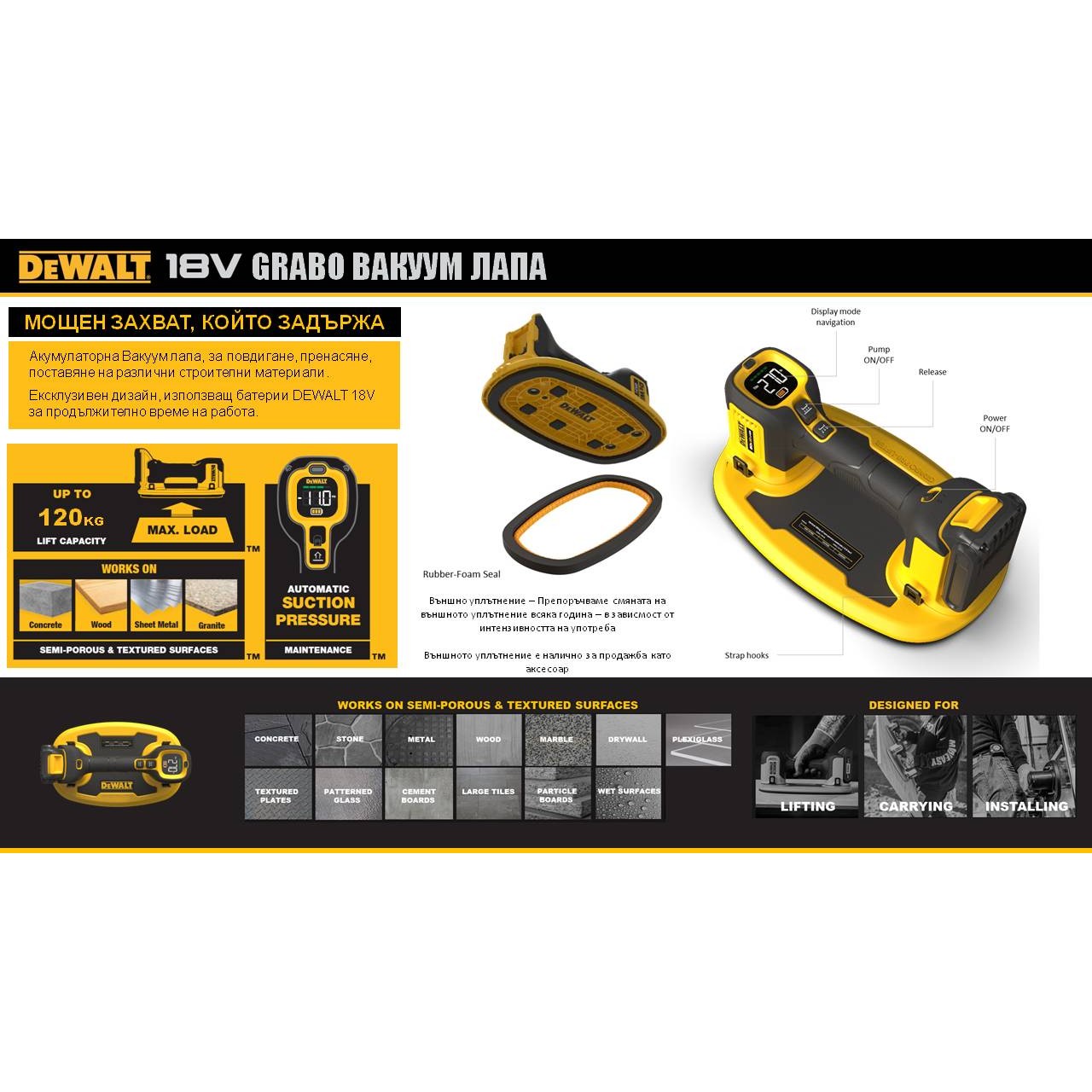 Акумулаторна вендуза DEWALT DCE590N, 2 броя , 18V