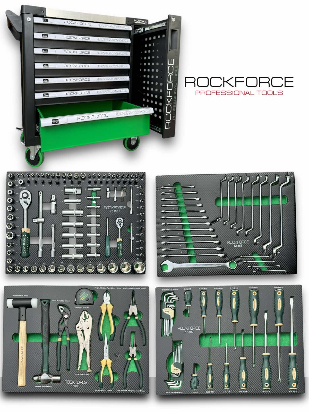 Професионален шкаф количка с инструменти RockForce 172 части