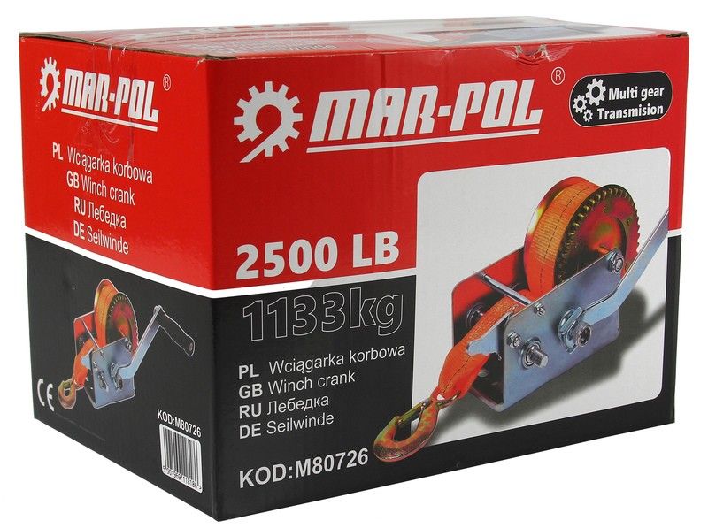 Ръчна лебедка с колан 2500LB- 1133кг MAR POL
