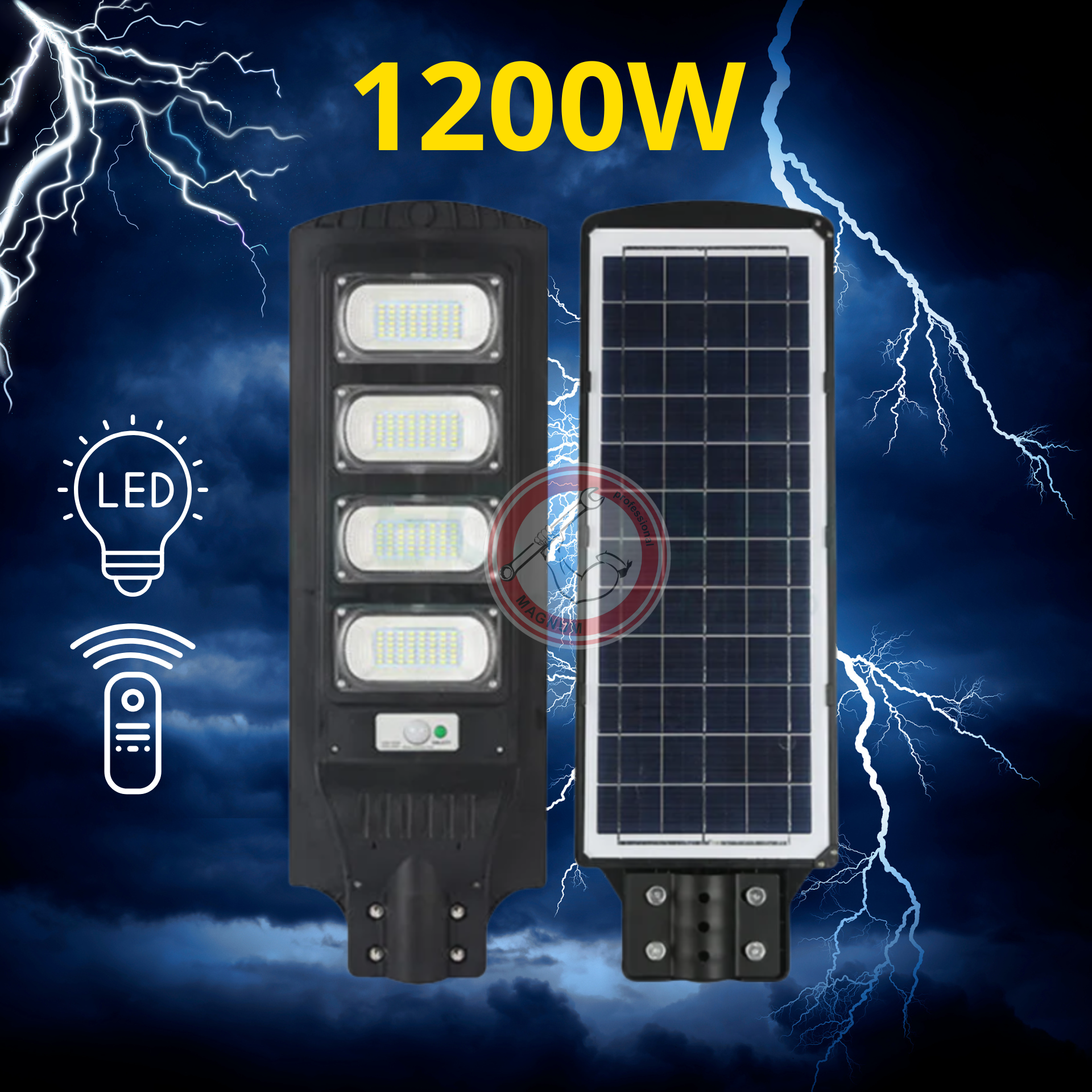 LED Соларна улична лампа 1200W сензор за движение + дистанционно