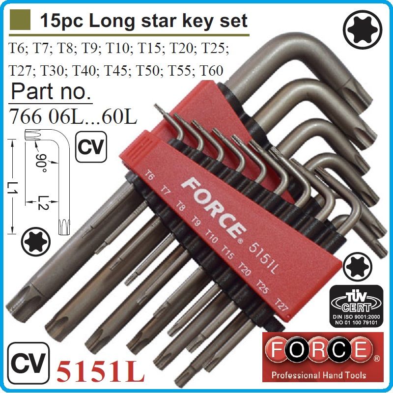 Имбуси геобразни TORX  от T6 до T60 15части