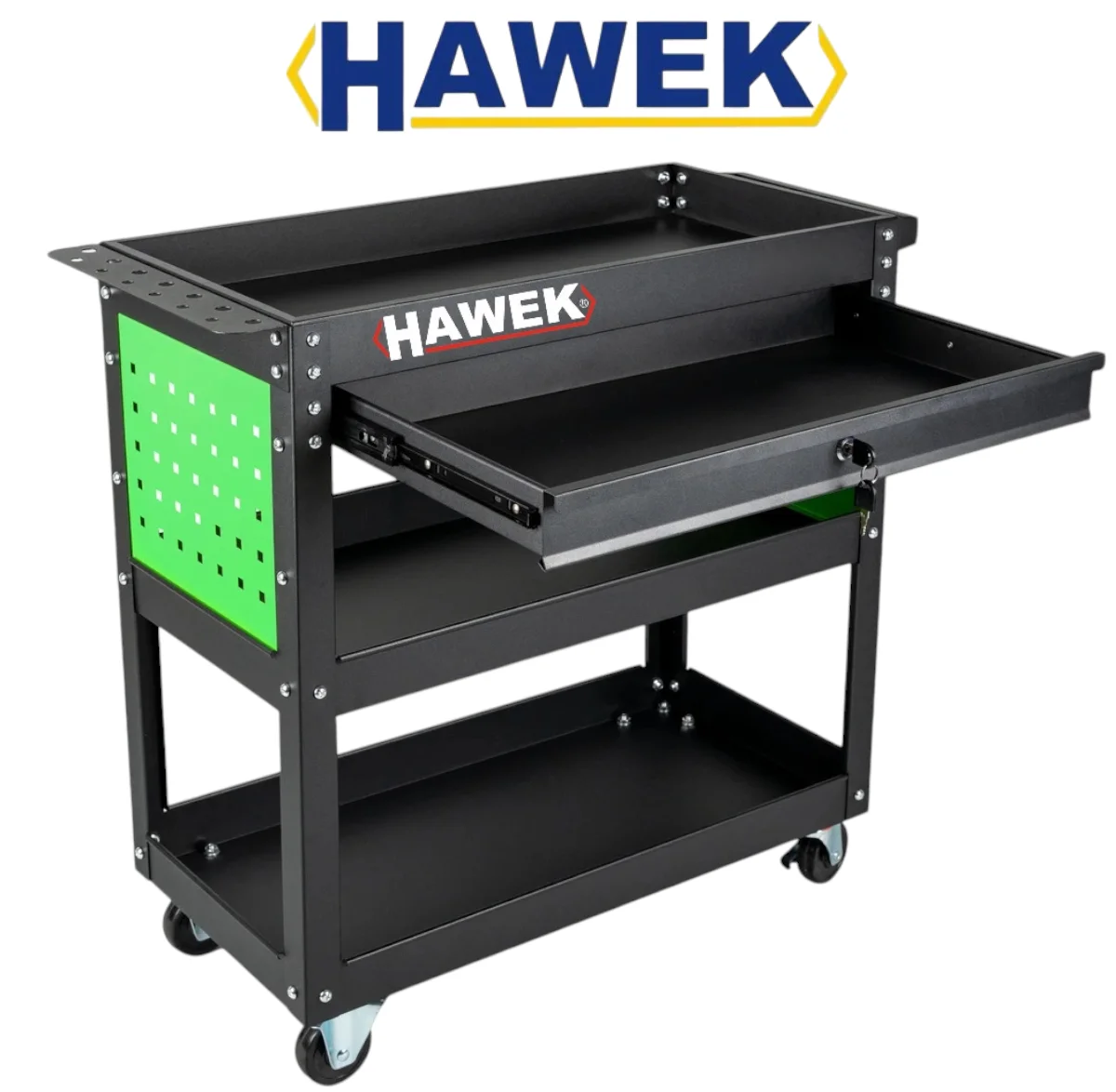 Инструментална Количка HAWEK с 3 Рафта и 1 Чекмедже Количка за Инструменти HW-1191